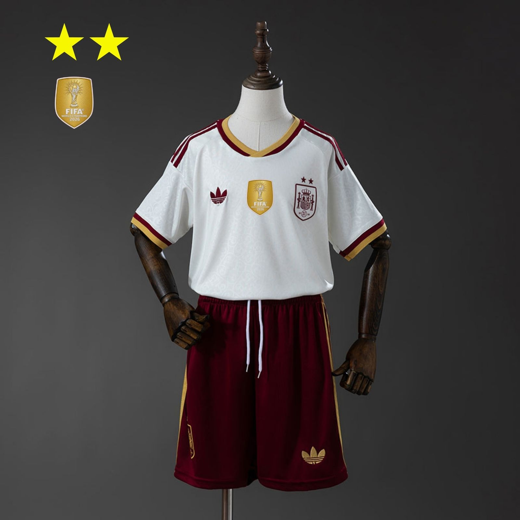 Maillot Espagne Coupe du Monde Away 2 ÉTOILES pour enfants 2026