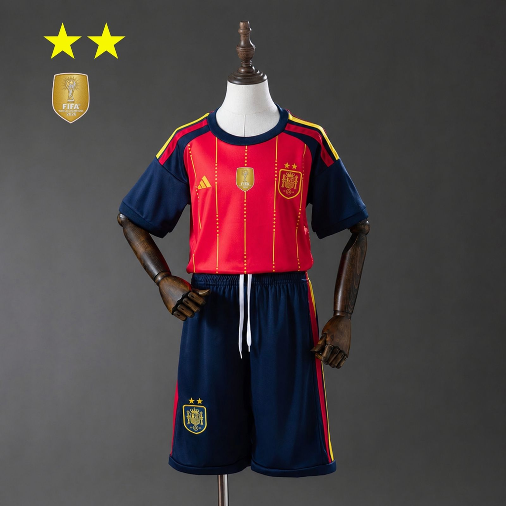 Maillot Espagne Coupe du Monde Home 2 ÉTOILES pour enfants 2026