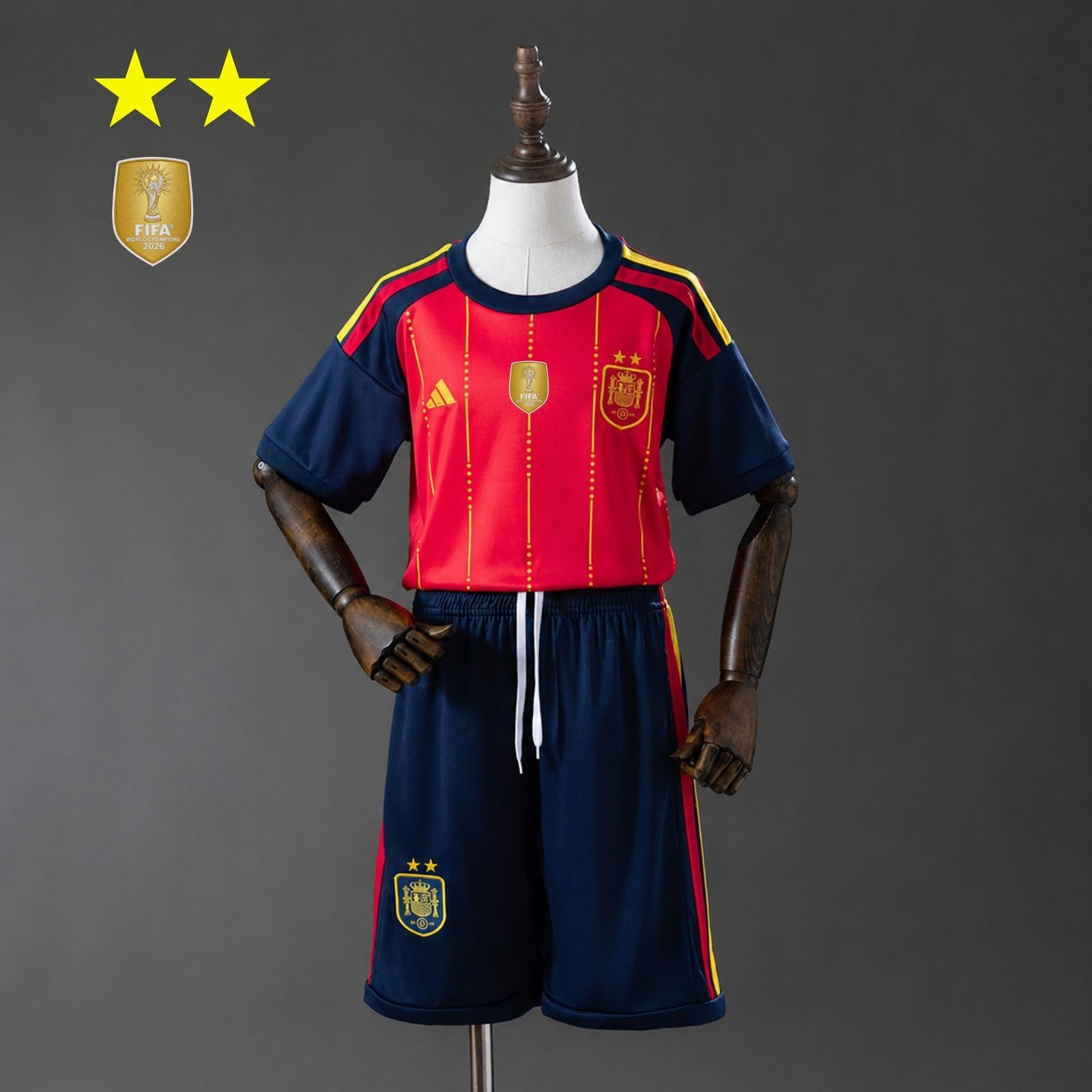 Maillot Espagne Coupe du Monde Home 2 ÉTOILES pour enfants 2026
