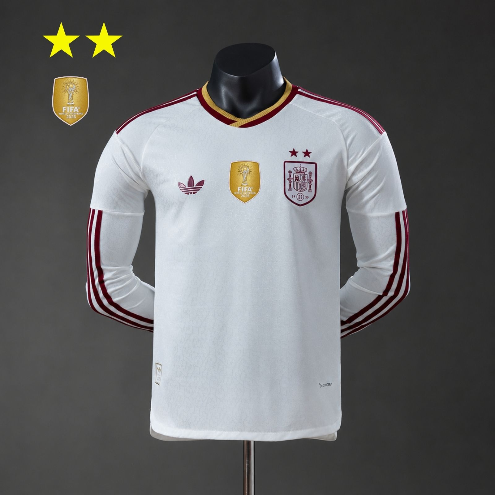 Maillot Espagne Away PLAYER Manche Longue 2026 Coupe du Monde  | 2 ÉTOILES !